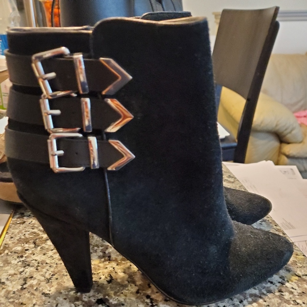 Dolce Vida size 6.5  black suede zip buckle boots